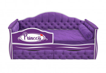 Кровать 160 серии Иллюзия 2 ящика 32 Фиолетовый (мягкие боковые накладки/подушка валик) в Шайдурово - shajdurovo.mebel54.com | фото