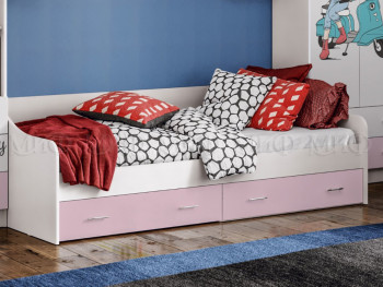 Кровать Fashion-1 Вега 0,9 м (Белый/Розовый) в Шайдурово - shajdurovo.mebel54.com | фото