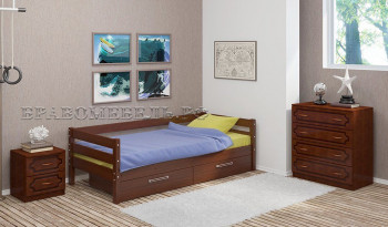 Кровать одинарная ГЛОРИЯ из массива сосны  900*2000 (Орех) в Шайдурово - shajdurovo.mebel54.com | фото