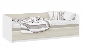 Кровать «Сканди» с 2 ящиками Дуб Гарден/Белый/Глиняный серый в Шайдурово - shajdurovo.mebel54.com | фото