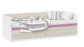 Кровать «Сканди» с 2 ящиками Дуб Гарден/Белый/Лиловый в Шайдурово - shajdurovo.mebel54.com | фото