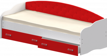 Кровать Софа-8 с мягкой спинкой (900х1900) Белый/Красный в Шайдурово - shajdurovo.mebel54.com | фото