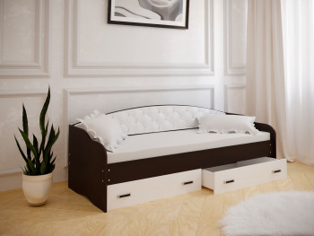 Кровать Софа-8 с мягкой спинкой (900х1900) Венге/ Белый в Шайдурово - shajdurovo.mebel54.com | фото