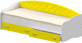 Кровать Софа-8 с мягкой спинкой (900х2000) Белый/Желтый в Шайдурово - shajdurovo.mebel54.com | фото