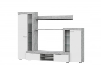 Мебель для гостиной МГС 5 Цемент светлый / Белый в Шайдурово - shajdurovo.mebel54.com | фото