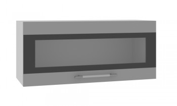 Норд ШВГС 800 Шкаф верхний горизонтальный со стеклом (Софт черный/корпус Белый) в Шайдурово - shajdurovo.mebel54.com | фото