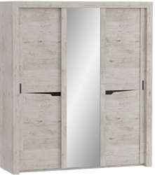 Шкаф трехдверный Соренто с раздвижными дверями Дуб бонифаций/Кофе структурный матовый в Шайдурово - shajdurovo.mebel54.com | фото