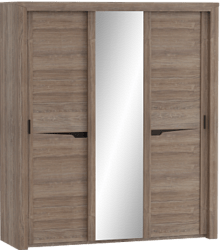 Шкаф трехдверный Соренто с раздвижными дверями Дуб стирлинг/Кофе структурный матовый в Шайдурово - shajdurovo.mebel54.com | фото